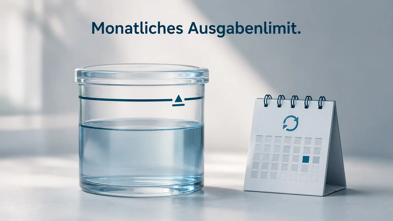 Symbolische Darstellung eines monatlichen Geldlimits mit Deckel als Bild für das anbieterübergreifende Einzahlungslimit