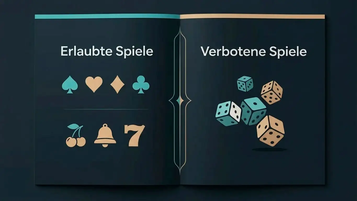 Übersicht der in Deutschland erlaubten und nicht erlaubten Online-Spielarten als schematische Darstellung