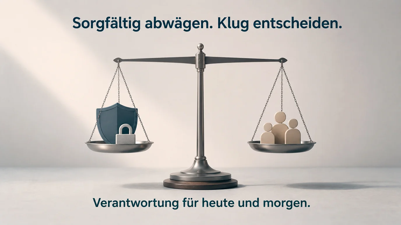 Stilisierte Waage als Sinnbild für die Abwägung zwischen Spielerschutz und Marktattraktivität in der Evaluierung 2026
