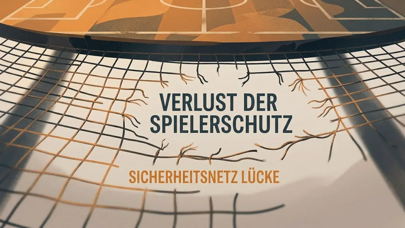 Symbolbild einer Schutzlücke mit fehlendem Sicherheitsnetz unter einem Spielfeld