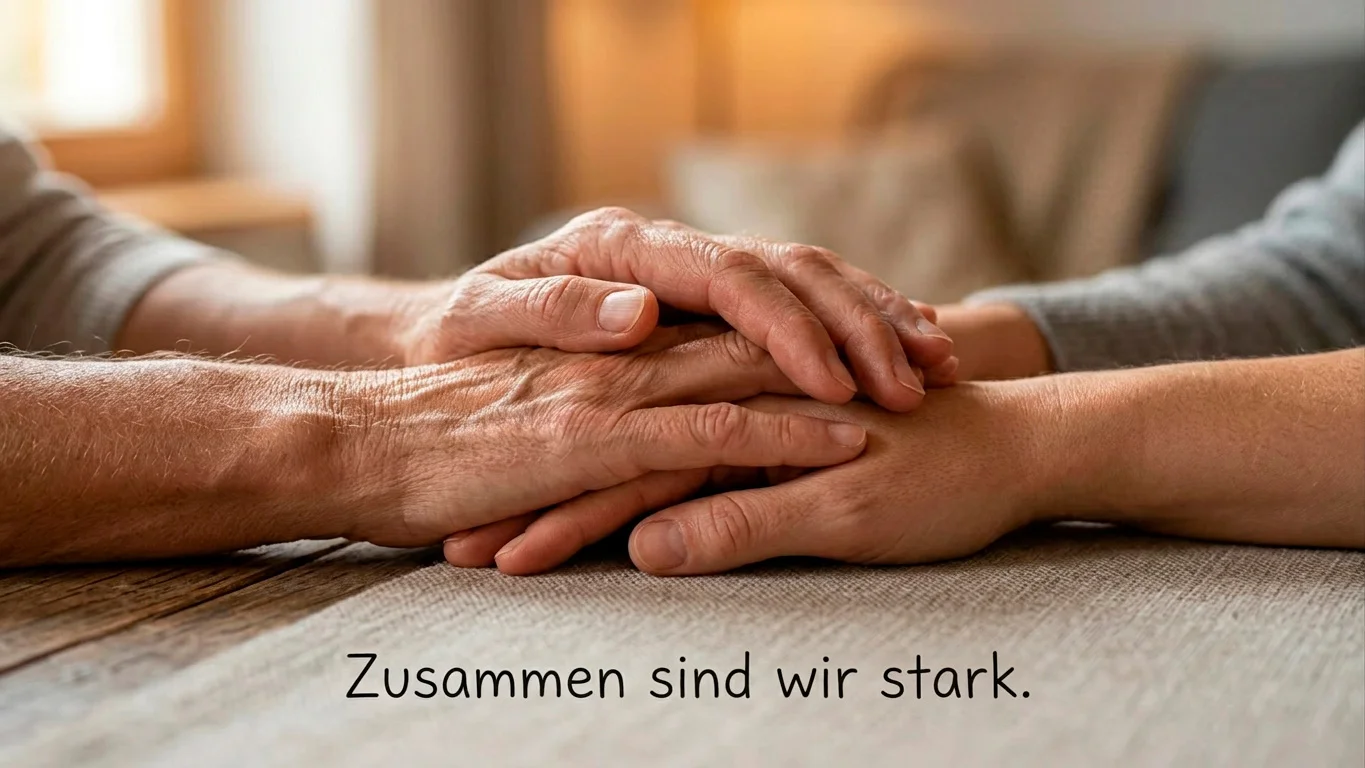 Eine Hand reicht einer anderen unterstützend Hilfe auf neutralem Hintergrund